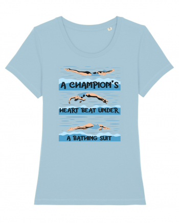 pentru pasionații de înot - A Champions Heart Beats Under a Bathing Suit Sky Blue