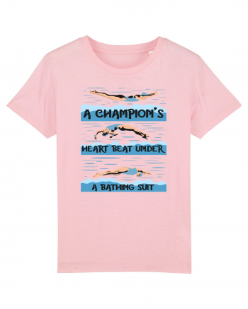 pentru pasionații de înot - A Champions Heart Beats Under a Bathing Suit Cotton Pink