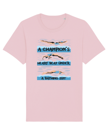 pentru pasionații de înot - A Champions Heart Beats Under a Bathing Suit Cotton Pink