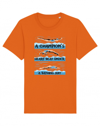 pentru pasionații de înot - A Champions Heart Beats Under a Bathing Suit Bright Orange