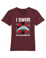 pentru pasionații de înot - I Swim for a Healthier Life Tricou mânecă scurtă guler V Bărbat Presenter