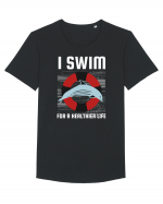 pentru pasionații de înot - I Swim for a Healthier Life Tricou mânecă scurtă guler larg Bărbat Skater