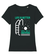 pentru pasionații de înot - Life is Better When You are Swimming Tricou mânecă scurtă guler larg fitted Damă Expresser