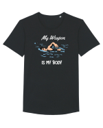 pentru pasionații de înot - My Weapon is My Body Tricou mânecă scurtă guler larg Bărbat Skater