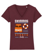 pentru pasionații de înot - Swimming Starts Early Tricou mânecă scurtă guler V Damă Evoker