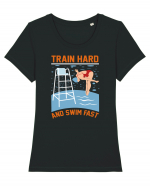 pentru pasionații de înot - Train Hard and Swim Fast Tricou mânecă scurtă guler larg fitted Damă Expresser
