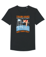 pentru pasionații de înot - Train Hard and Swim Fast Tricou mânecă scurtă guler larg Bărbat Skater