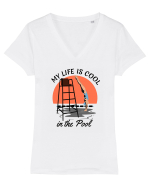 pentru pasionații de înot - My Life is Cool in the Pool Tricou mânecă scurtă guler V Damă Evoker
