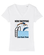 pentru pasionații de înot - Now Swimming is Fun Too Tricou mânecă scurtă guler V Damă Evoker