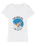 pentru pasionații de înot - Swimming is My Life Goal Tricou mânecă scurtă guler V Damă Evoker