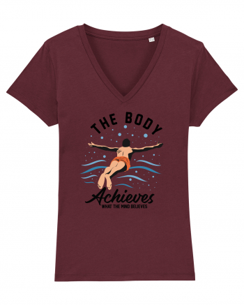 pentru pasionații de înot - The Body Achieves What the Mind Believes Burgundy