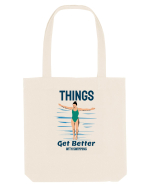 pentru pasionații de înot - Things Get Better With Swimming Sacoșă textilă
