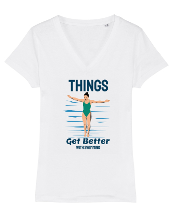 pentru pasionații de înot - Things Get Better With Swimming White