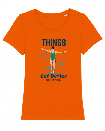pentru pasionații de înot - Things Get Better With Swimming Bright Orange