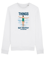 pentru pasionații de înot - Things Get Better With Swimming Bluză mânecă lungă Unisex Rise