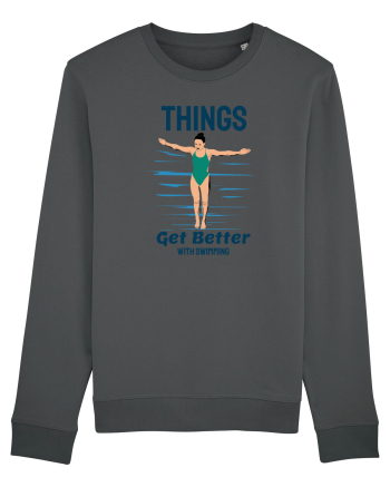 pentru pasionații de înot - Things Get Better With Swimming Anthracite