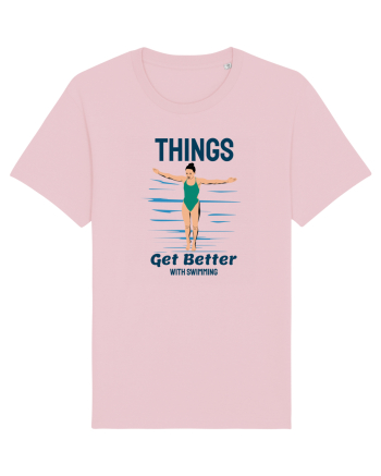 pentru pasionații de înot - Things Get Better With Swimming Cotton Pink