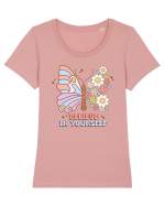 BELIEVE IN YOURSELF Tricou mânecă scurtă guler larg fitted Damă Expresser