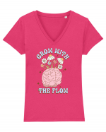 GROW WITH THE FLOW Tricou mânecă scurtă guler V Damă Evoker