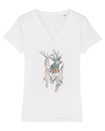 Cerb Floral Dreamcatcher Luna Tricou mânecă scurtă guler V Damă Evoker