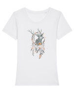 Cerb Floral Dreamcatcher Luna Tricou mânecă scurtă guler larg fitted Damă Expresser