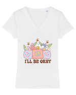 I'LL BE OKAY Tricou mânecă scurtă guler V Damă Evoker