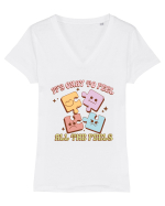 IT'S OKAY TO FEEL ALL THE FEELS Tricou mânecă scurtă guler V Damă Evoker