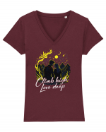 pt montaniarzii îndrăgostiți - Climb high love deep Tricou mânecă scurtă guler V Damă Evoker