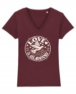 Love is all around  Tricou mânecă scurtă guler V Damă Evoker