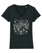 Will you be my Valentine - gri Tricou mânecă scurtă guler V Damă Evoker