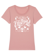 Will you be my Valentine - alb Tricou mânecă scurtă guler larg fitted Damă Expresser