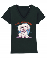 THE ANSWER IS BELLY RUBS & TREATS - Bichon Tricou mânecă scurtă guler V Damă Evoker