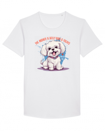 THE ANSWER IS BELLY RUBS & TREATS - Bichon White