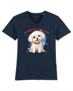 THE ANSWER IS BELLY RUBS & TREATS 2 - Bichon Tricou mânecă scurtă guler V Bărbat Presenter