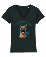 YEAH, I WOULDN`T  DO THAT - Malinois Belgian Tricou mânecă scurtă guler V Damă Evoker