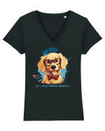 MEOW! YES, I SPEAK FOREIGN LANGUAGES - Retriever Tricou mânecă scurtă guler V Damă Evoker