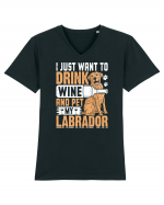 I JUST WANT TO DRINK WINE AND PET MY LABRADOR Tricou mânecă scurtă guler V Bărbat Presenter