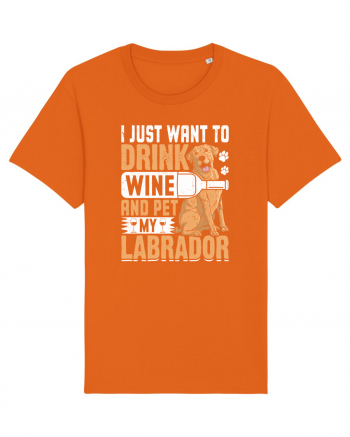 I JUST WANT TO DRINK WINE AND PET MY LABRADOR Bright Orange