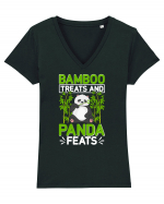 Bamboo treats and panda feats Tricou mânecă scurtă guler V Damă Evoker