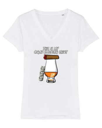 Cigar smoking shirt White