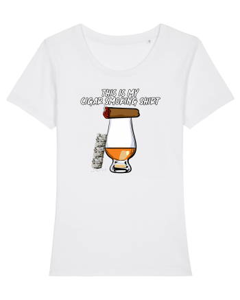 Cigar smoking shirt White