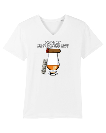 Cigar smoking shirt White