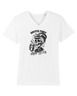 Moda rebelă pt mame moderne - Coffee first mom later Tricou mânecă scurtă guler V Bărbat Presenter