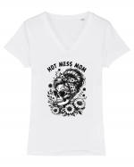 Moda rebelă pt mame moderne - Hot mess mom Tricou mânecă scurtă guler V Damă Evoker