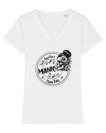 Moda rebelă pt mame moderne - Just another manic mom day Tricou mânecă scurtă guler V Damă Evoker