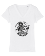 Moda rebelă pt mame moderne - Some days I rock it some days it rocks me Tricou mânecă scurtă guler V Damă Evoker