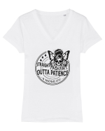 Moda rebelă pt mame moderne - Straight outta patience Tricou mânecă scurtă guler V Damă Evoker