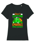 Don't cloverthink it embrace the puns! Tricou mânecă scurtă guler larg fitted Damă Expresser