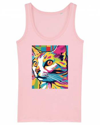 Pop Art  Cat Cotton Pink