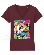 Pop Art  Cat Tricou mânecă scurtă guler V Damă Evoker